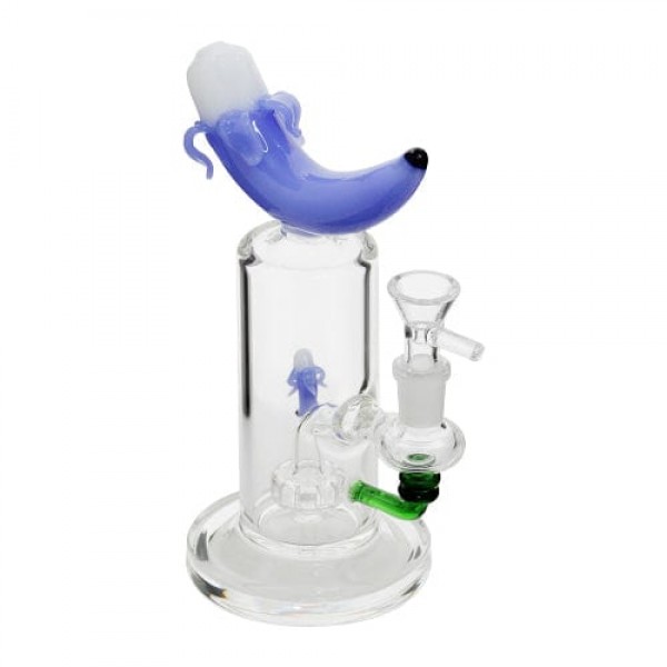 8" Blue Banana Glass Bong w/ Mini Showerhead Perc