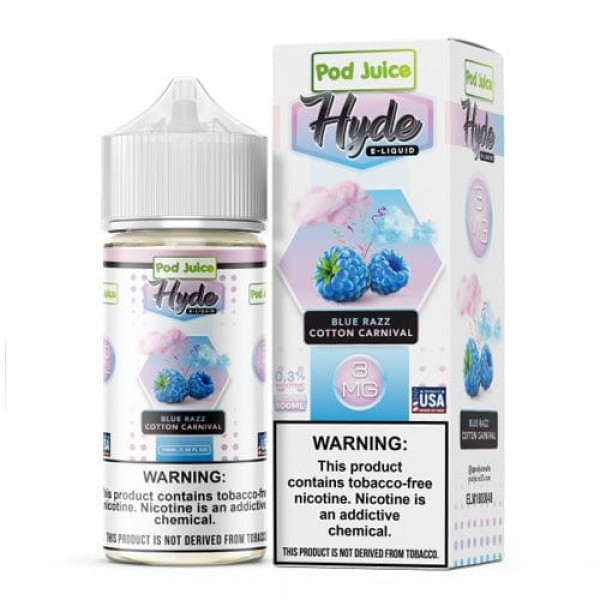 Pod Juice x Hyde Blue Razz Cotton Carnival TF 100ml Vape Juice