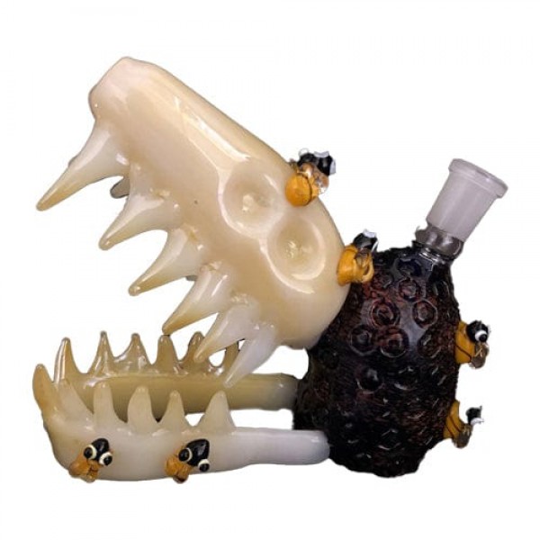 Heady Handmade Glass T-Rex Bong w/ Honeybee Accents