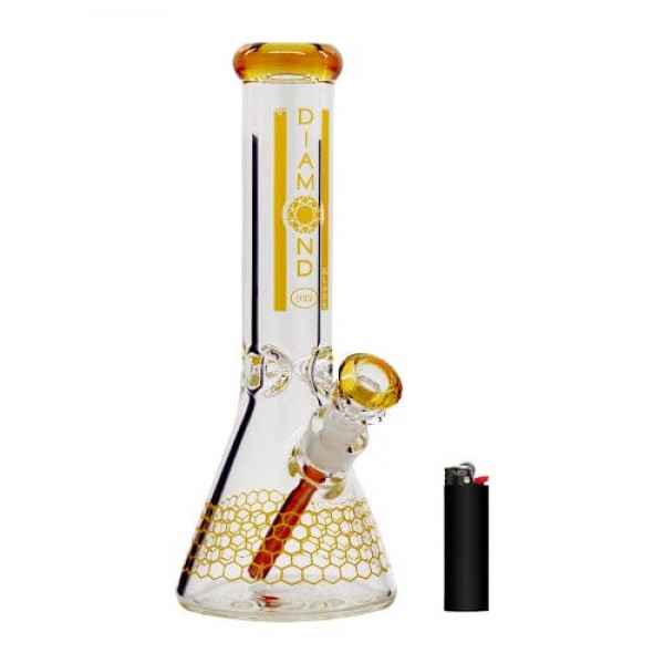 Diamond Glass 12" Dalmont Beaker Bong w/ Hive Accents (9mm Thick)