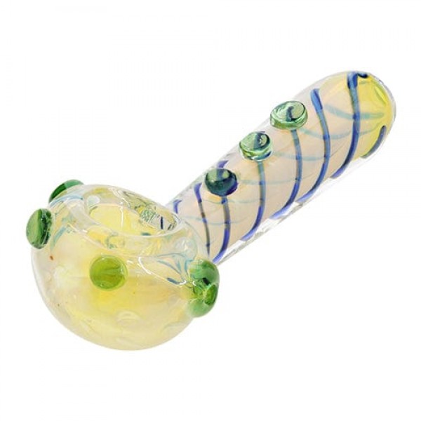 Fumed Glass Hand Pipe w/ Blue & Green Accents