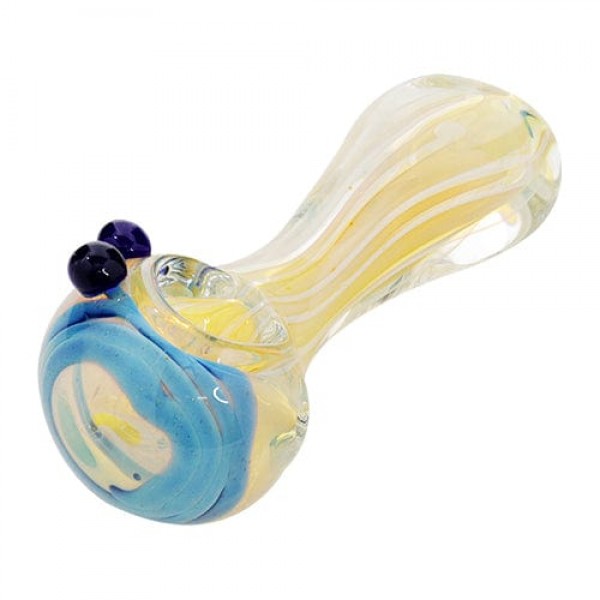 Fumed Glass Hand Pipe w/ Blue Accents