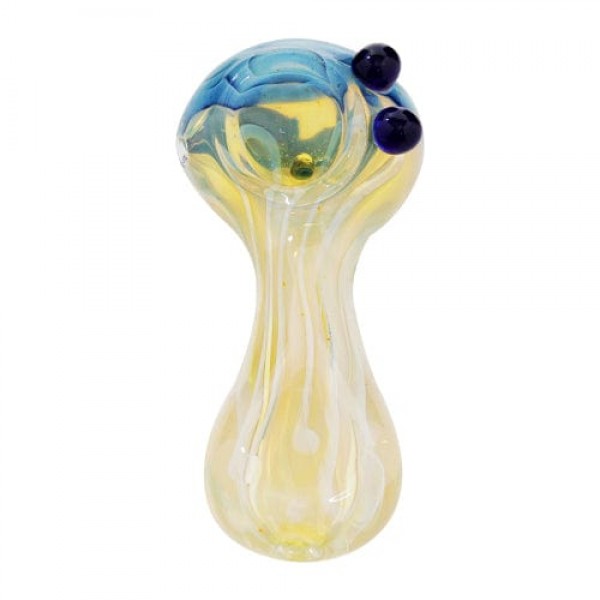 Fumed Glass Hand Pipe w/ Blue Accents