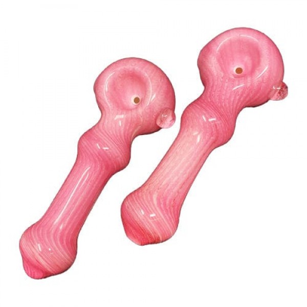 Pink Handmade Glass Hand Pipe w/ Marble