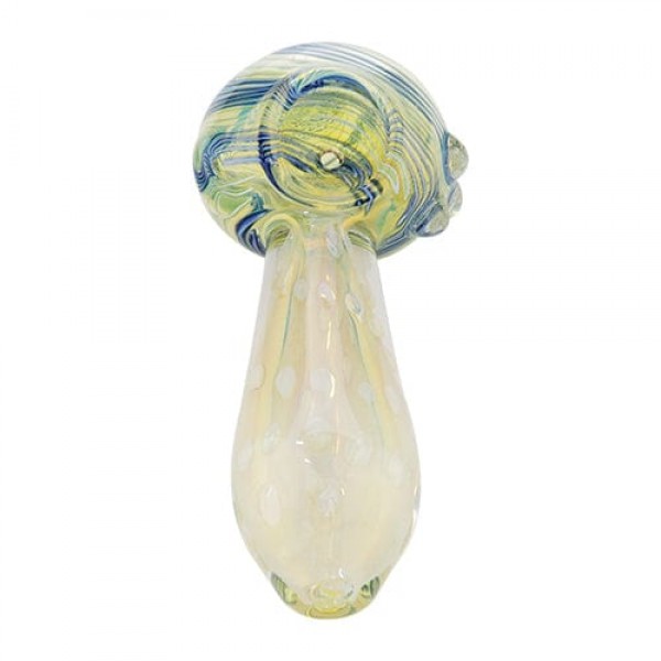 Silver Fumed Glass Spoon Pipe w/ Accents Swirls