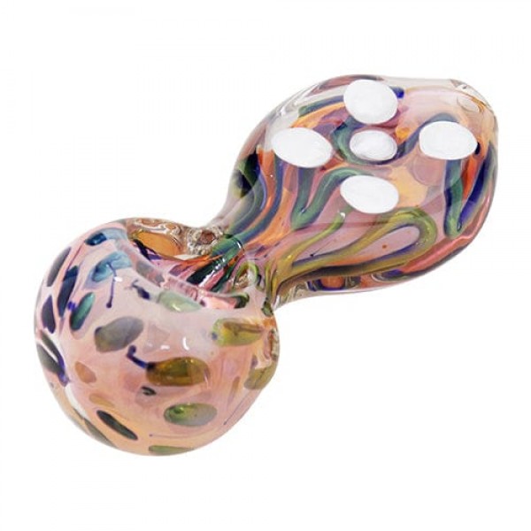 Pink Glass Spoon Pipe w/ Dot Accents