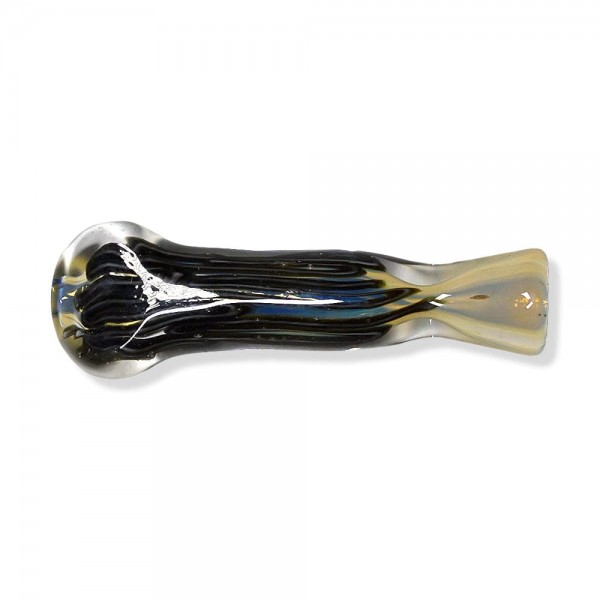 Colored Glass Chillum w/ Striped Inlay & Fume Accents