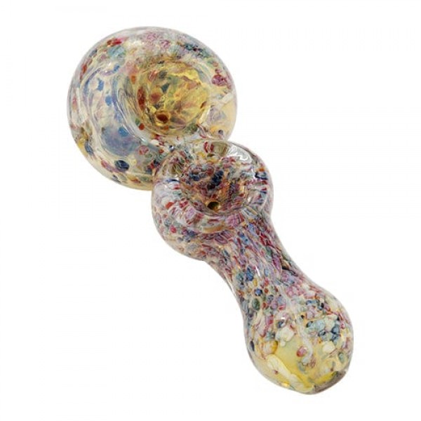 Glass Hand Pipe w/ Double Bowl & Color Accents